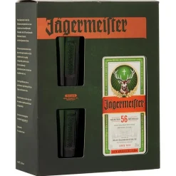 Jagermeister plus 2 originele shotglazen 70 cl